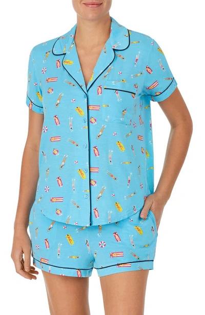 Shop Kate Spade Print Boxer Short Pajamas In Aqua