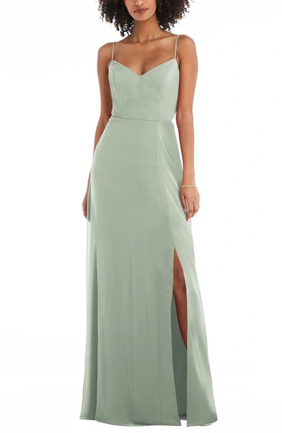 Shop After Six Tie Back Cutout Chiffon Gown In Willow