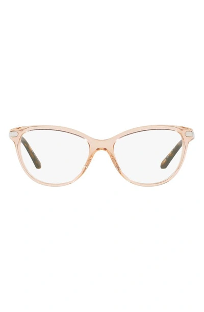 Shop Burberry 52mm Check Temple Optical Glasses In Peach