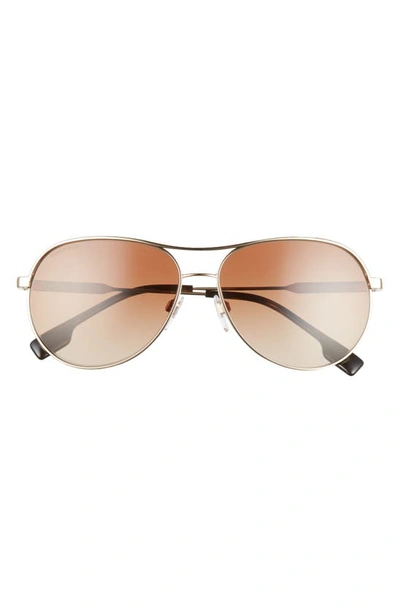 Shop Burberry 59mm Gradient Pilot Sunglasses In Light Gold/ Brown Gradient
