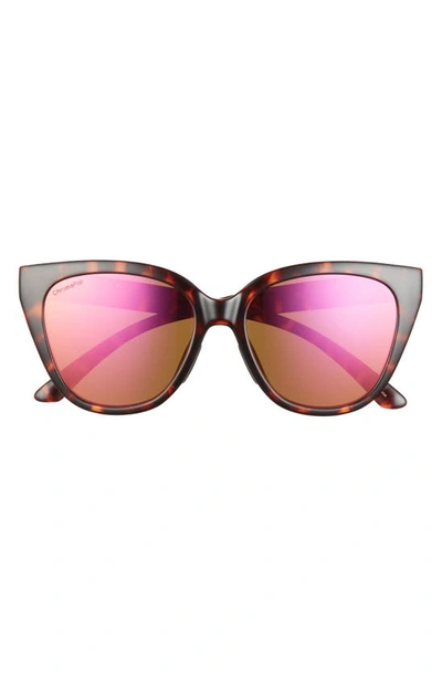 Shop Smith Era 55mm Chromapop™ Polarized Cat Eye Sunglasses In Tortoise/ Rose Gold Mirror