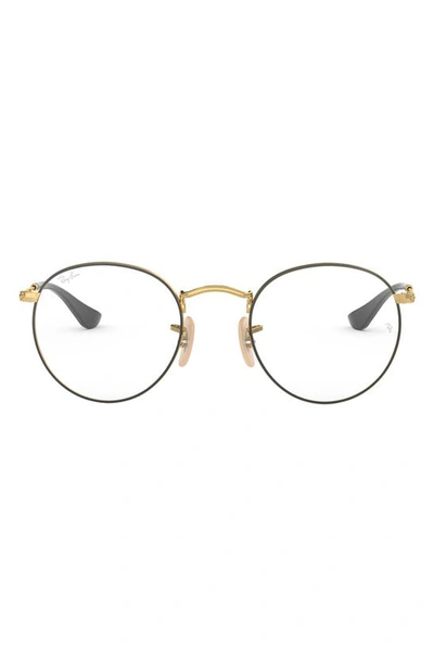 Shop Ray Ban Ray-bay 47mm Round Optical Glasses In Gold Black