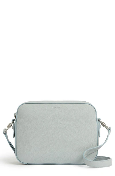 Shop Allsaints Captain Lea Leather Crossbody Bag In Baby Blue