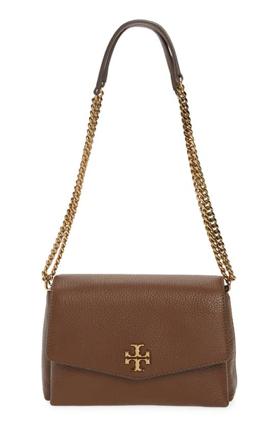 Shop Tory Burch Small Kira Leather Convertible Crossbody Bag In Fudge