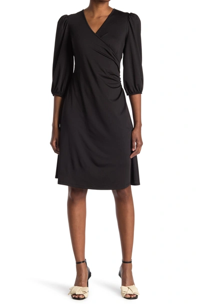 Shop Love By Design Amelia Ruched Wrap Dress In Black