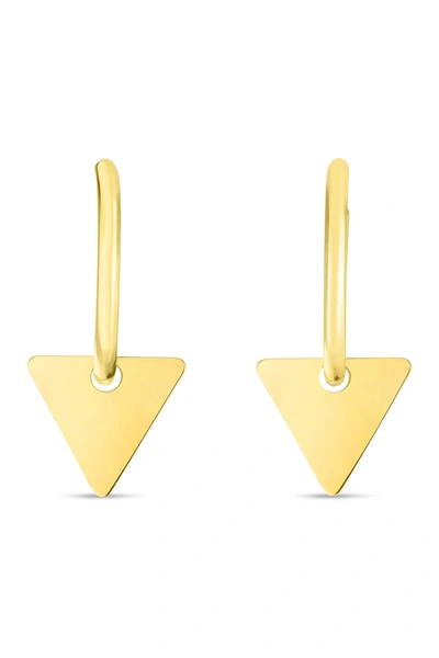 Shop Karat Rush 14k Yellow Gold Triangle Drop Huggie Earrings