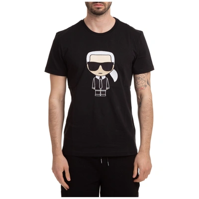 Shop Karl Lagerfeld Men's Short Sleeve T-shirt Crew Neckline Jumper K Iconic In Black