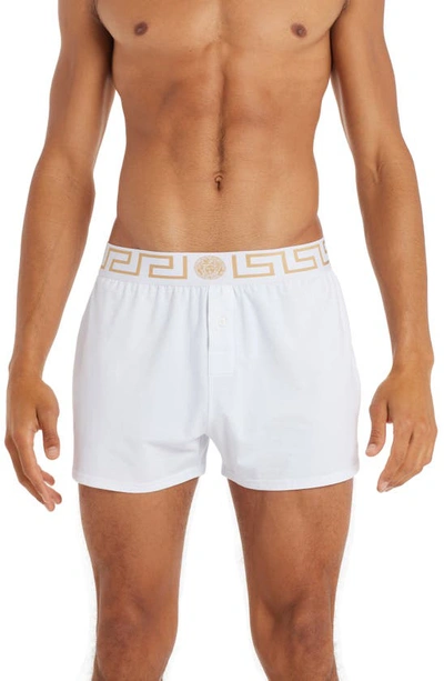 Shop Versace Greca Border Boxers In White