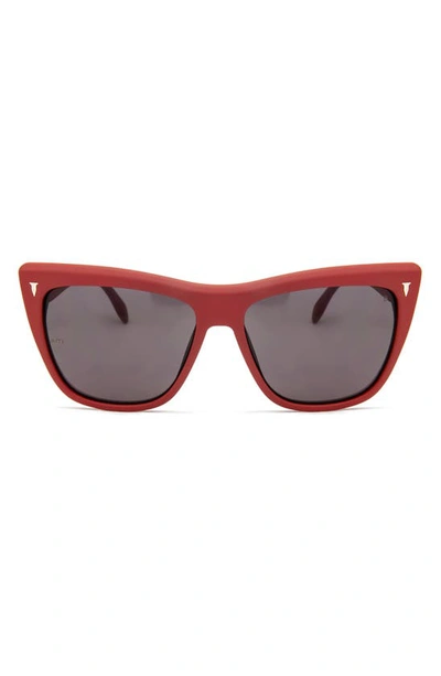 Shop Mita 58mm Wynwood Cat Eye Sunglasses In Shiny Red / Smoke