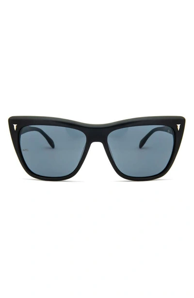 Shop Mita 58mm Wynwood Cat Eye Sunglasses In Shiny Black/ Smoke