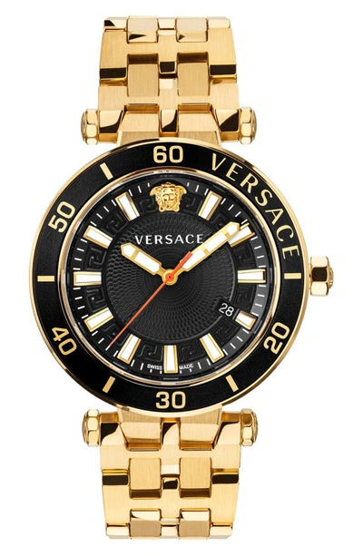 Shop Versace Greca Sport Bracelet Watch, 43mm In Gold