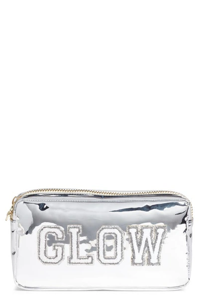 Shop Stoney Clover Lane Glow Small Patent Makeup Bag In Silver