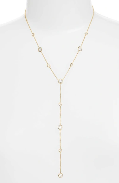 Shop Nadri Cubic Zirconia Bezel Y-necklace In Gold