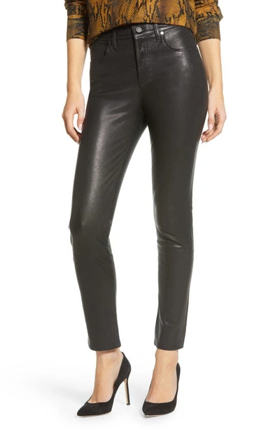 Shop Citizens Of Humanity Harlow Ankle Slim Lambskin Leather Pants In Black