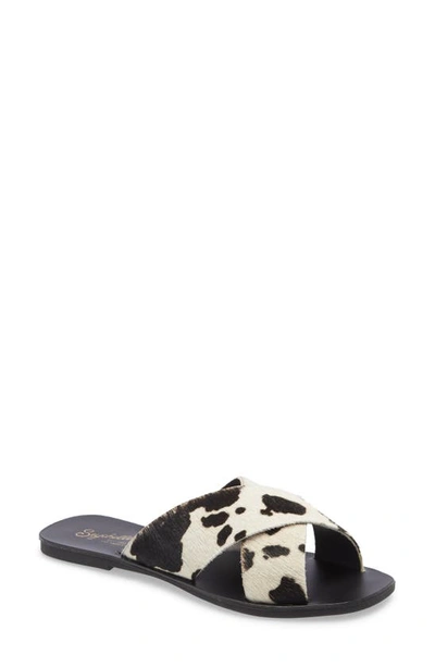 Shop Seychelles Total Relaxation Slide Sandal In Black Cow Calf Hair