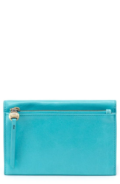 Shop Hobo Might Leather Trifold Wallet In Aqua