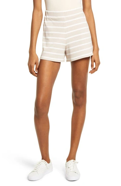 Shop French Connection Tommy Rib Stripe Shorts In Palm Suede/ Summer White