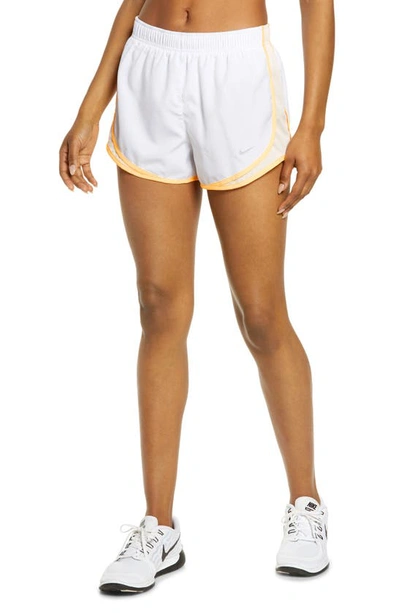 Shop Nike Dri-fit Tempo Running Shorts In White/ice/citron/wolf Grey