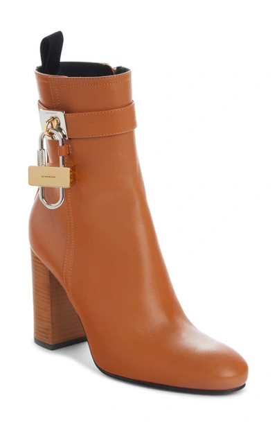 Shop Givenchy Lock Bootie In Tan