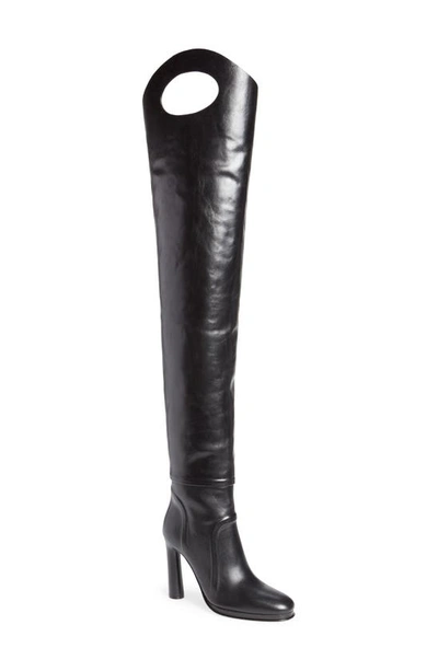 Shop Burberry Alto Porthole Detail Thigh High Boot In Black