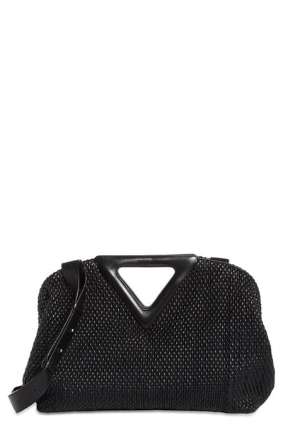 Shop Bottega Veneta Point Quilted Leather Shoulder Bag In Black/ Silver
