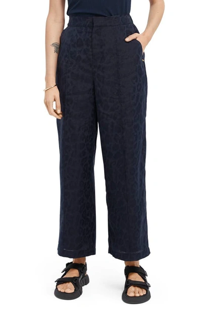 Shop Scotch & Soda Wide Leg Jacquard Pants In Night