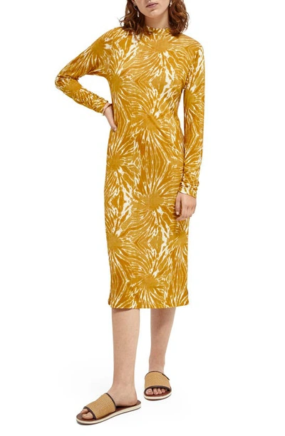 Shop Scotch & Soda Tie Dye Long Sleeve Jersey Sheath Dress In Combo E