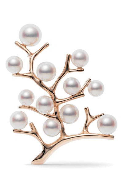 Shop Mikimoto Akoya Cultured Pearl Tree Brooch In Rose Gold
