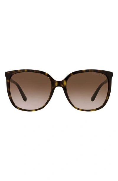 Shop Michael Kors 57mm Gradient Cat Eye Sunglasses In Dark Tort