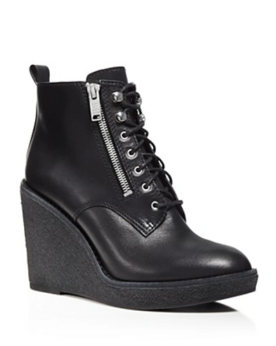 Marc By Marc Jacobs Kit Lace Up Crepe Wedge Booties In Black