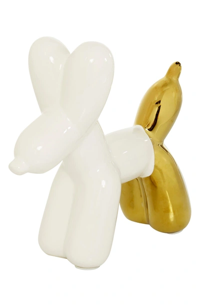 Shop Willow Row White Ceramic Balloon Dog Sculpture In Gold