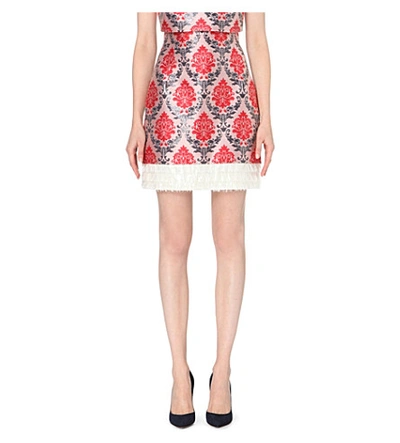 Shop Mary Katrantzou Damask-jacquard Skirt In Rose Damask