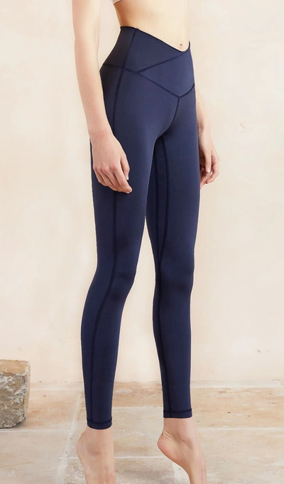 Shop Visual Mood Anika V-cut Yoga Pants - Dark Blue