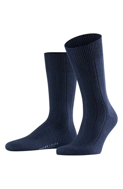 Shop Falke Lhasa Wool & Cashmere Dress Socks In Dark Navy