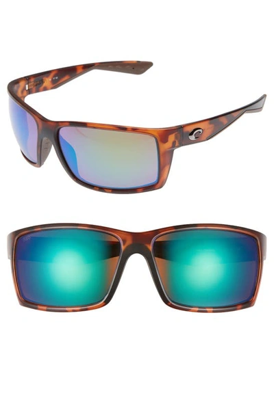 Shop Costa Del Mar Reefton 65mm Polarized Sunglasses In Tortoise/ Green Mirror