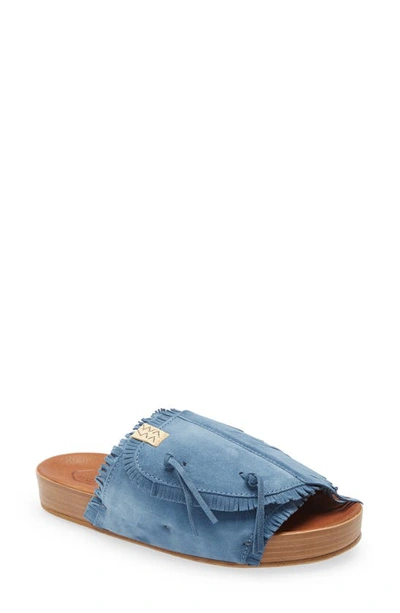 Shop Visvim Christo Folk Slide Sandal In Blue