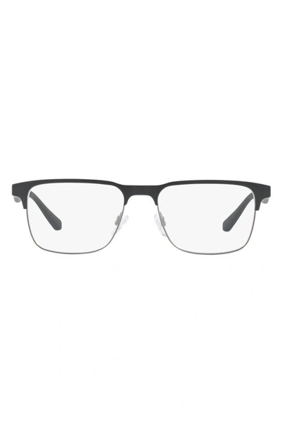 Shop Emporio Armani 53mm Semirimless Square Optical Glasses In Matte Black