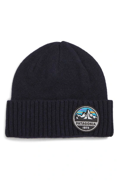 Shop Patagonia Brodeo Wool Stocking Cap In Fitz Roy Scope Navy Blue