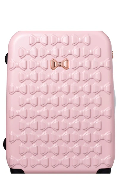 Shop Ted Baker Large Beau Bow Embossed Four-wheel 31-inch Trolley Suitcase In Pink