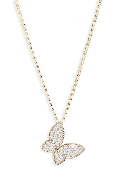 Shop Roberto Coin Diamond Butterfly Necklace In Yellow Gold