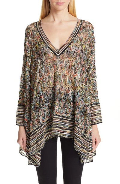 Shop Missoni Pointelle Poncho In Black