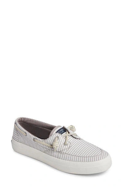 Shop Sperry Crest Boat Sneaker In Grey/ White Fabric