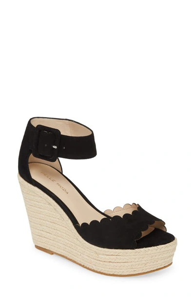 Shop Pelle Moda Rica Platform Wedge Sandal In Black Suede