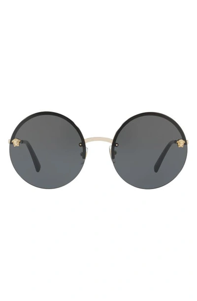 Shop Versace Medusa Logo 59mm Large Round Sunglasses In Pale Gold Solid