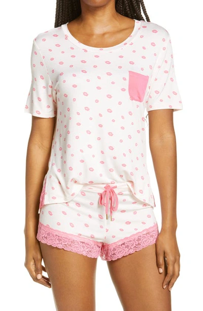 Shop Honeydew Intimates Something Sweet Short Pajamas In Petal Pink Lips