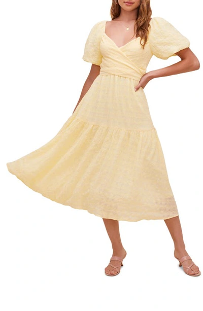 Shop Astr Sonnet Tie Back Midi Dress In Pastel Yellow