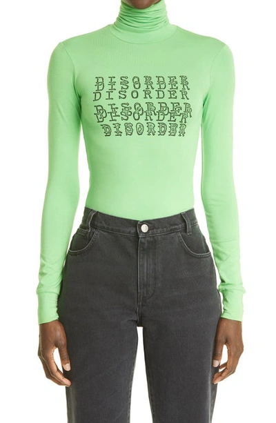 Shop Raf Simons Disorder Jersey Turtleneck Top In Bright Green