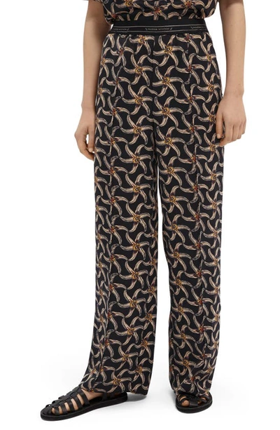 Shop Scotch & Soda Starfish Print Wide Leg Pants In Combo F