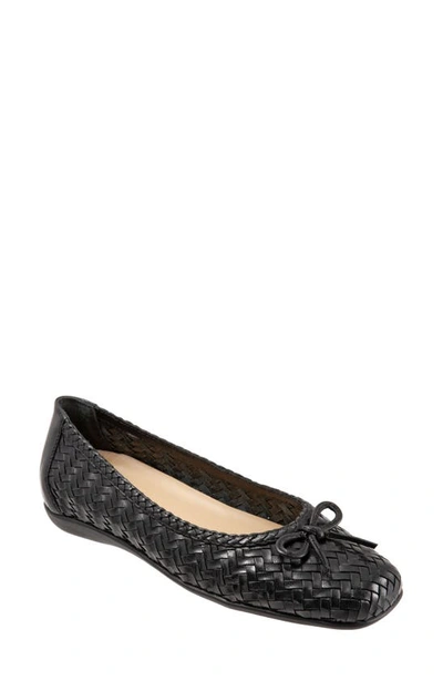 Trotters Gillian Womens Leather Square Toe Ballet Flats In Black Leather