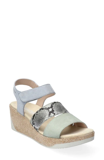 Shop Mephisto Gianna Wedge Sandal In Green Almond Leather